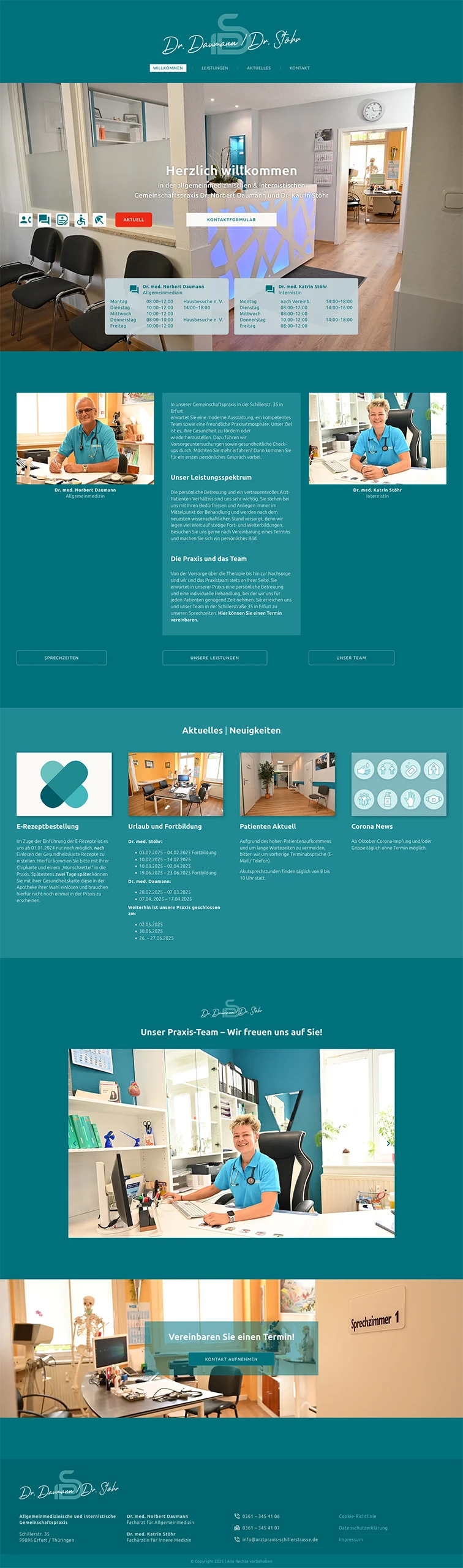 Portfolio Screenshot der Webseite https://www.arztpraxis-schillerstrasse.de/