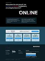 Screenshot einer Website – Leistungsseite mit typografischem Visual